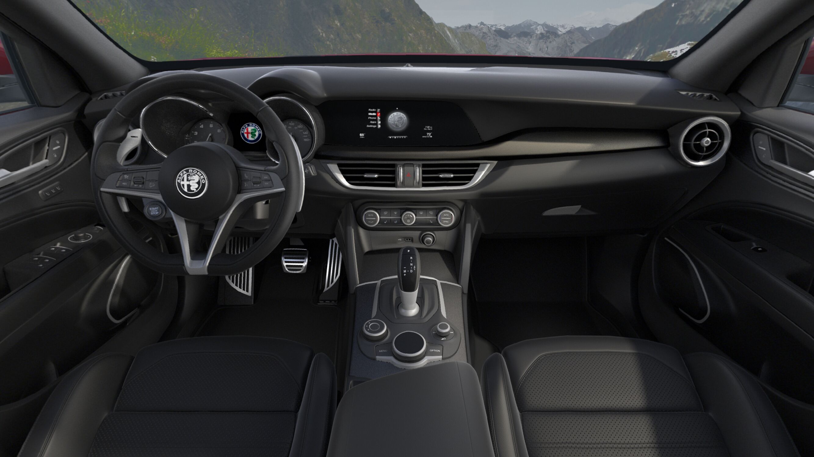 2018 Alfa Romeo Stelvio Ti Sport AWD Black Leather Interior
